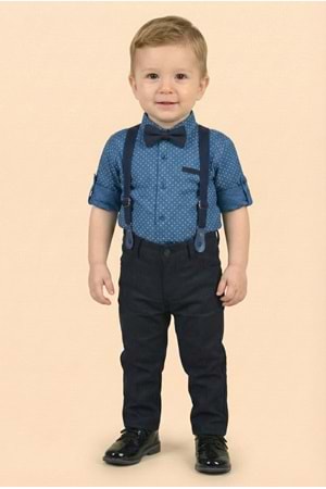 Erkek Bebek Askı Papyon Gömlek Pantolon Takım M00785