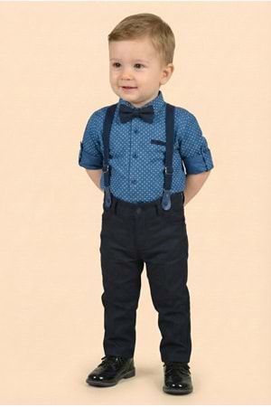Erkek Bebek Askı Papyon Gömlek Pantolon Takım M00785