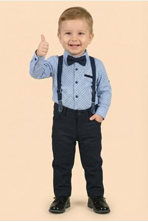Erkek Bebek Askı Papyon Gömlek Pantolon Takım M00785