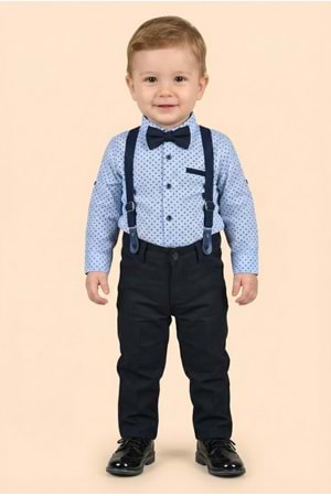 Erkek Bebek Askı Papyon Gömlek Pantolon Takım M00785