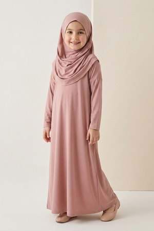 Pratik Başörtülü Kız Çocuk Namaz Elbisesi M00789