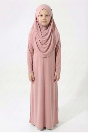 Pratik Başörtülü Kız Çocuk Namaz Elbisesi M00789