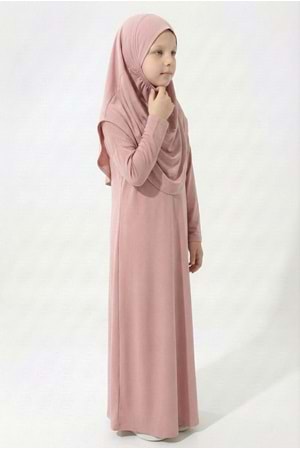 Pratik Başörtülü Kız Çocuk Namaz Elbisesi M00789