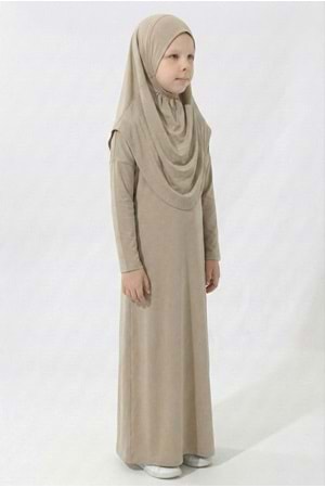 Pratik Başörtülü Kız Çocuk Namaz Elbisesi M00789