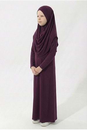 Pratik Başörtülü Kız Çocuk Namaz Elbisesi M00789