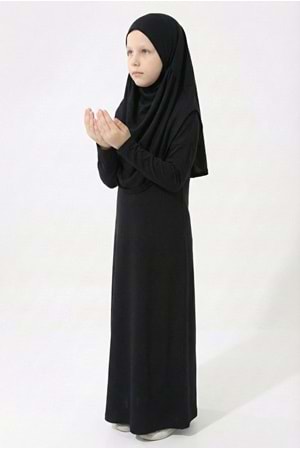 Pratik Başörtülü Kız Çocuk Namaz Elbisesi M00789