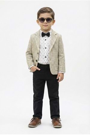 Blazer Ceketli Gömlekli Erkek Çocuk Spor Takım Elbise M00792