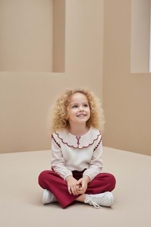 İspanyol Paça Gömlekli Süeterli Kız Takım M00798