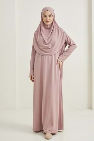 Pratik Başörtülü Kadın Namaz Elbisesi M00802