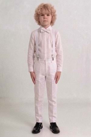 Beyaz Pantolon Gömlekli Erkek Çocuk Takım M00809