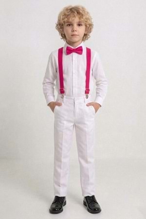 Beyaz Pantolon Gömlekli Erkek Çocuk Takım M00809
