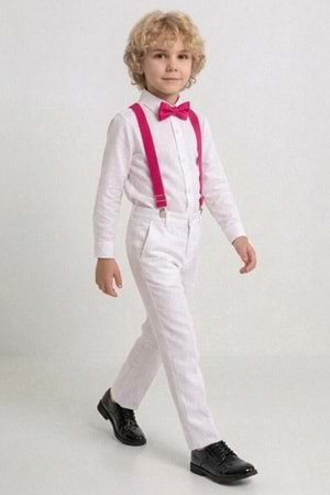 Beyaz Pantolon Gömlekli Erkek Çocuk Takım M00809