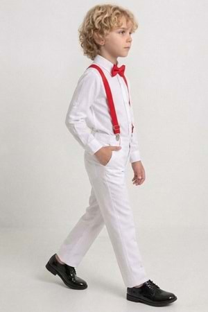 Beyaz Pantolon Gömlekli Erkek Çocuk Takım M00809