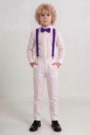 Beyaz Pantolon Gömlekli Erkek Çocuk Takım M00809