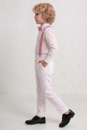 Beyaz Pantolon Gömlekli Erkek Çocuk Takım M00809