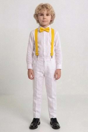 Beyaz Pantolon Gömlekli Erkek Çocuk Takım M00809