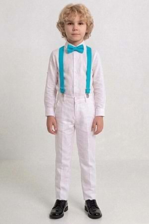 Beyaz Pantolon Gömlekli Erkek Çocuk Takım M00809