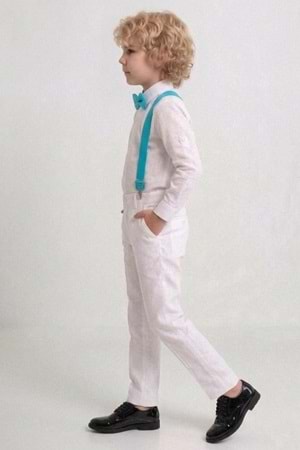 Beyaz Pantolon Gömlekli Erkek Çocuk Takım M00809