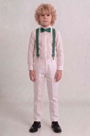 Beyaz Pantolon Gömlekli Erkek Çocuk Takım M00809