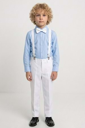 Beyaz Pantolon Gömlekli Erkek Çocuk Takım M00809