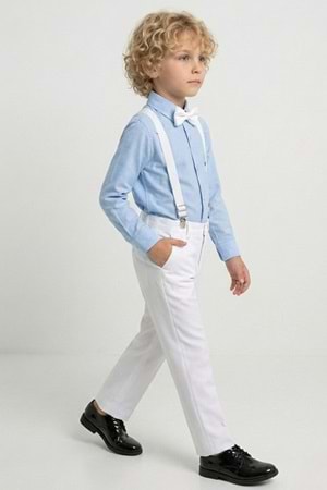 Beyaz Pantolon Gömlekli Erkek Çocuk Takım M00809