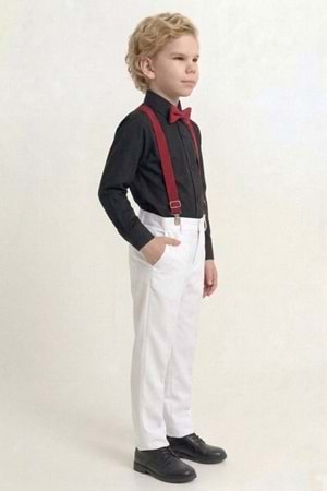 Beyaz Pantolon Gömlekli Erkek Çocuk Takım M00809