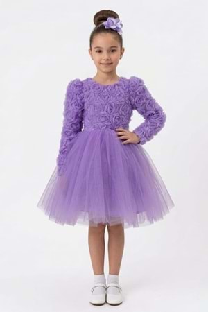 Luvia Uzun Kol Kız Tütü Abiye Elbise M00810