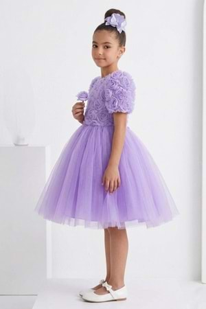 Luvia Kısa Kol Kız Tütü Abiye Elbise M00811