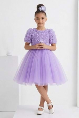 Luvia Kısa Kol Kız Tütü Abiye Elbise M00811