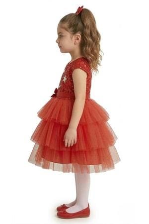 Ay Yıldız Motifli Kız Çocuk 23 Nisan Elbisesi M00813