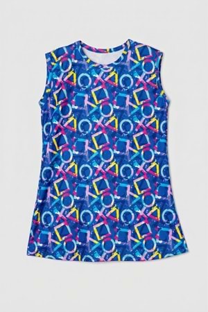 Kız Çocuk Desenli Mayo Takımı - Bone ve Şort Dahil Üçlü Deniz ve Havuz Mayosu M00814