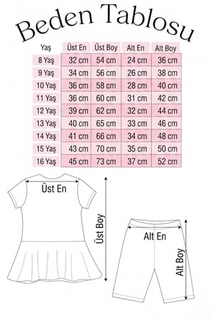 Kız Çocuk Desenli Mayo Takımı - Bone ve Şort Dahil Üçlü Deniz ve Havuz Mayosu M00814