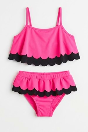 Kız Çocuk Desenli Mayo Deniz ve Havuz Bikini Takımı M00815