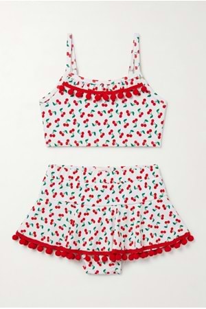 Kız Çocuk Kiraz Desenli Mayo Deniz ve Havuz Bikini Takımı M00833