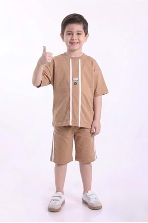 Erkek Çocuk Baskılı Oversize Kısa Kollu Şortlu 2li Takım M00843