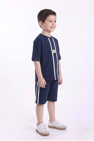 Erkek Çocuk Baskılı Oversize Kısa Kollu Şortlu 2li Takım M00843
