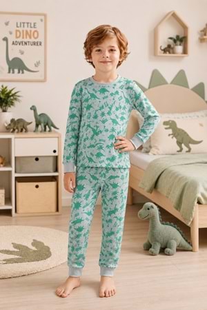 Erkek Çocuk Baskılı Penye Pijama Takımı M00844