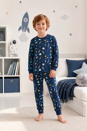 Erkek Çocuk Baskılı Penye Pijama Takımı M00844