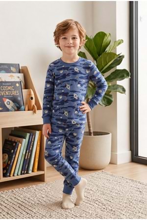 Erkek Çocuk Baskılı Penye Pijama Takımı M00844