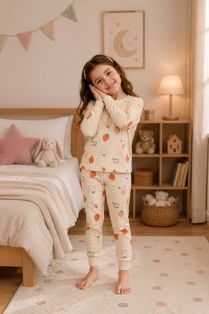 Kız Çocuk Baskılı Pamuku 2li Pijama Takım M00845