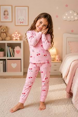 Kız Çocuk Baskılı Pamuku 2li Pijama Takım M00845