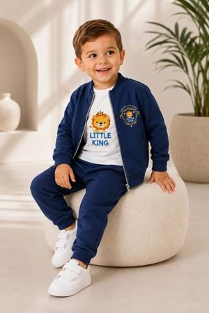 Erkek Bebek Küçük Aslan Hırkalı 3lü Takım M00855