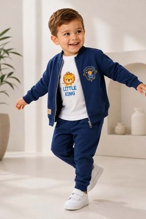 Erkek Bebek Küçük Aslan Hırkalı 3lü Takım M00855