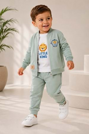 Erkek Bebek Küçük Aslan Hırkalı 3lü Takım M00855