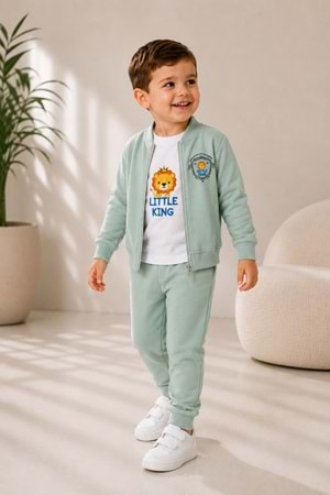 Erkek Bebek Küçük Aslan Hırkalı 3lü Takım M00855