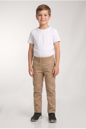 Beli Lastikli Düz Paça Canvas Çocuk Okul Eşofman Pantolonu M00857