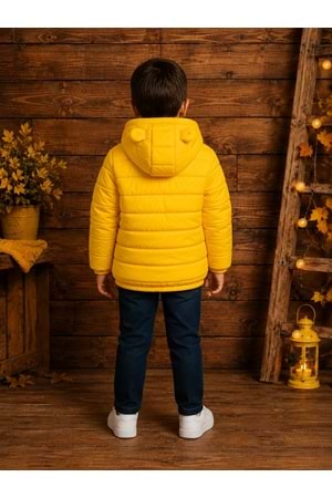 Erkek Çocuk Kapüşonlu İçi Polarlı Fermuarlı Şişme Mont M00858
