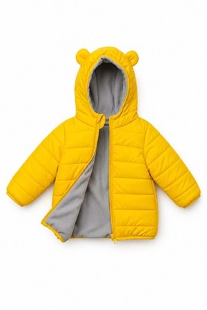 Erkek Çocuk Kapüşonlu İçi Polarlı Fermuarlı Şişme Mont M00858
