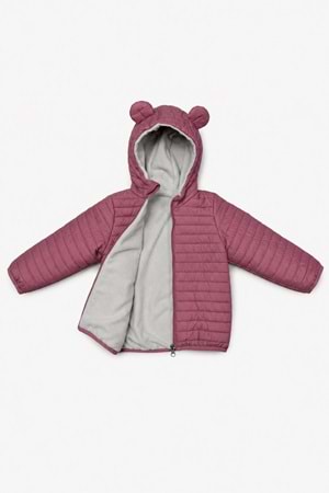 Kız Çocuk Kapüşonlu İçi Polarlı Fermuarlı Şişme Mont M00859