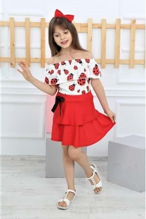 Mnk Lady Bug Desen Kız Çocuk Etekli Takım